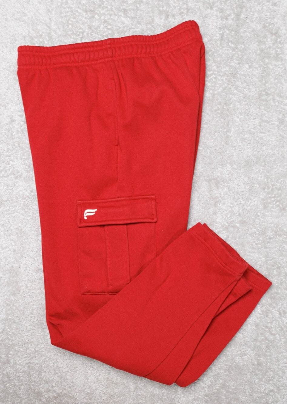 Fabletics Cozy Fleece Holly Berry Red Wide Leg Cargo Sweatpants Womens Size M